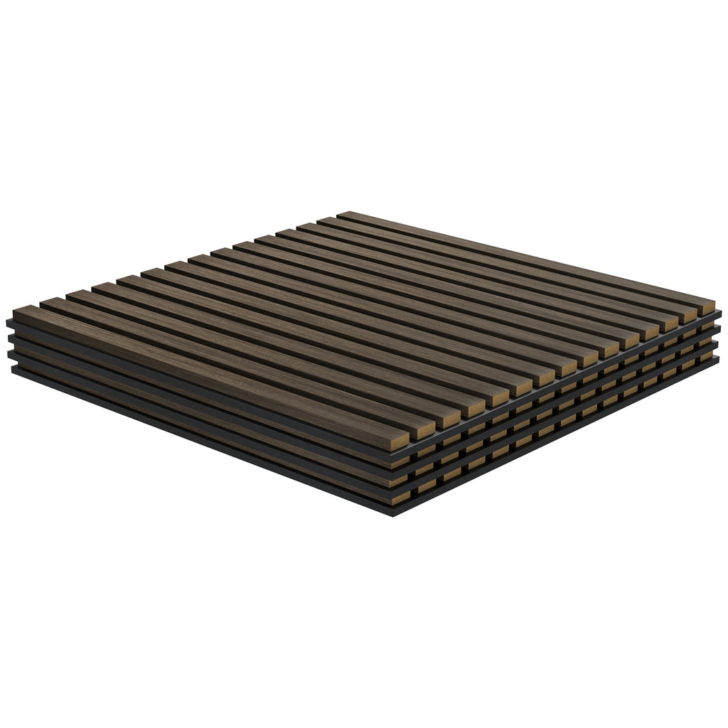 Walnut Wood Slat Acoustic Wall Panels 24 x 24 in, 4 Pack