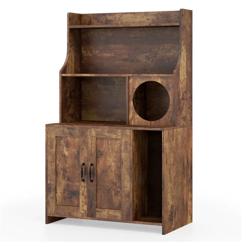 Industrial Cat Litter Box Enclosure with Storage Shelves and Condo – image 5
