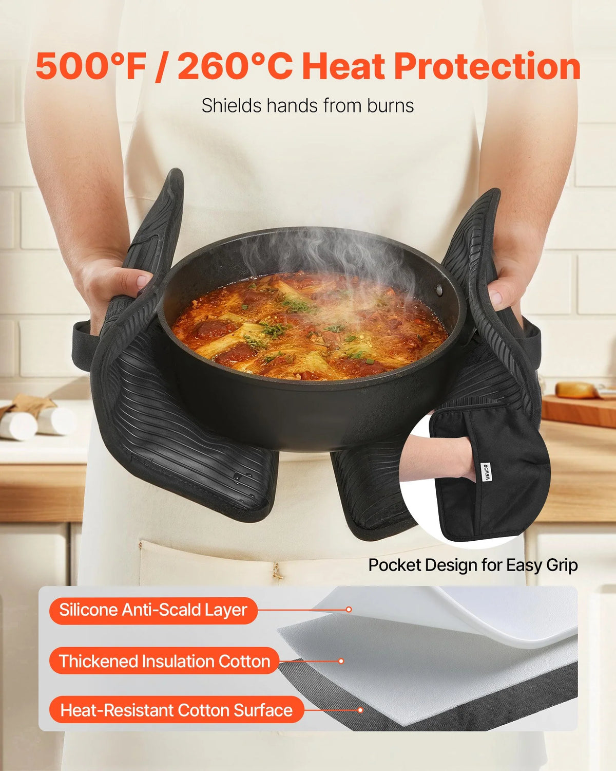 Silicone Pot Holders, 2 Pack Heat-Resistant Hot Pads to 500°F – image 2