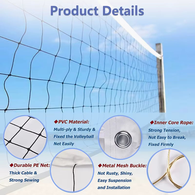 Regulation Volleyball Net 31 Ft With Cable Rope – image 4