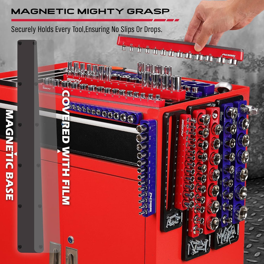 Magnetic Socket Organizer Set – Trays & Aluminum Rails – image 4