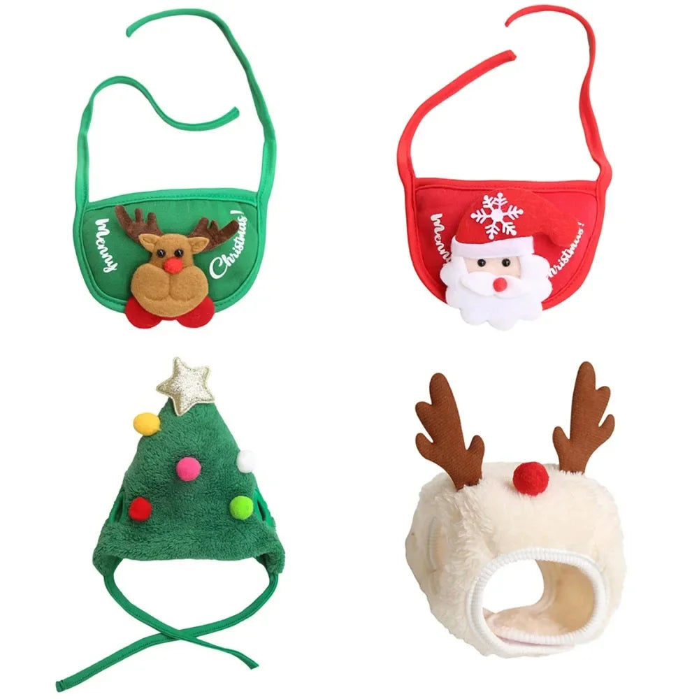 Christmas Pet Costume Set - Santa Hat & Scarf for Cats & Dogs