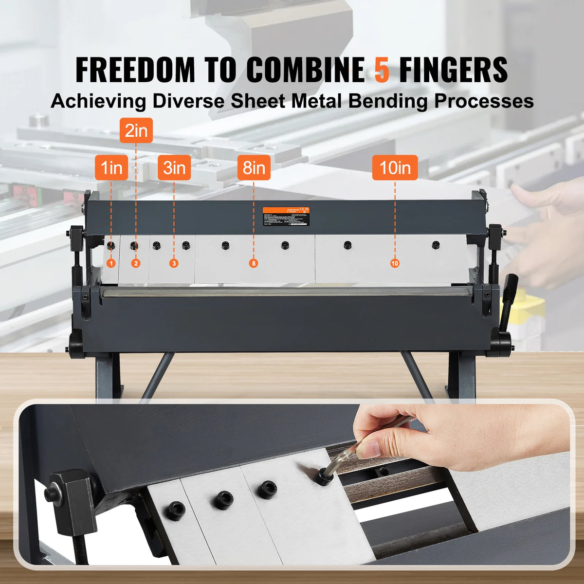 Box and Pan Brake 24 in Sheet Metal Bender, 20 Gauge Steel Capacity – image 2