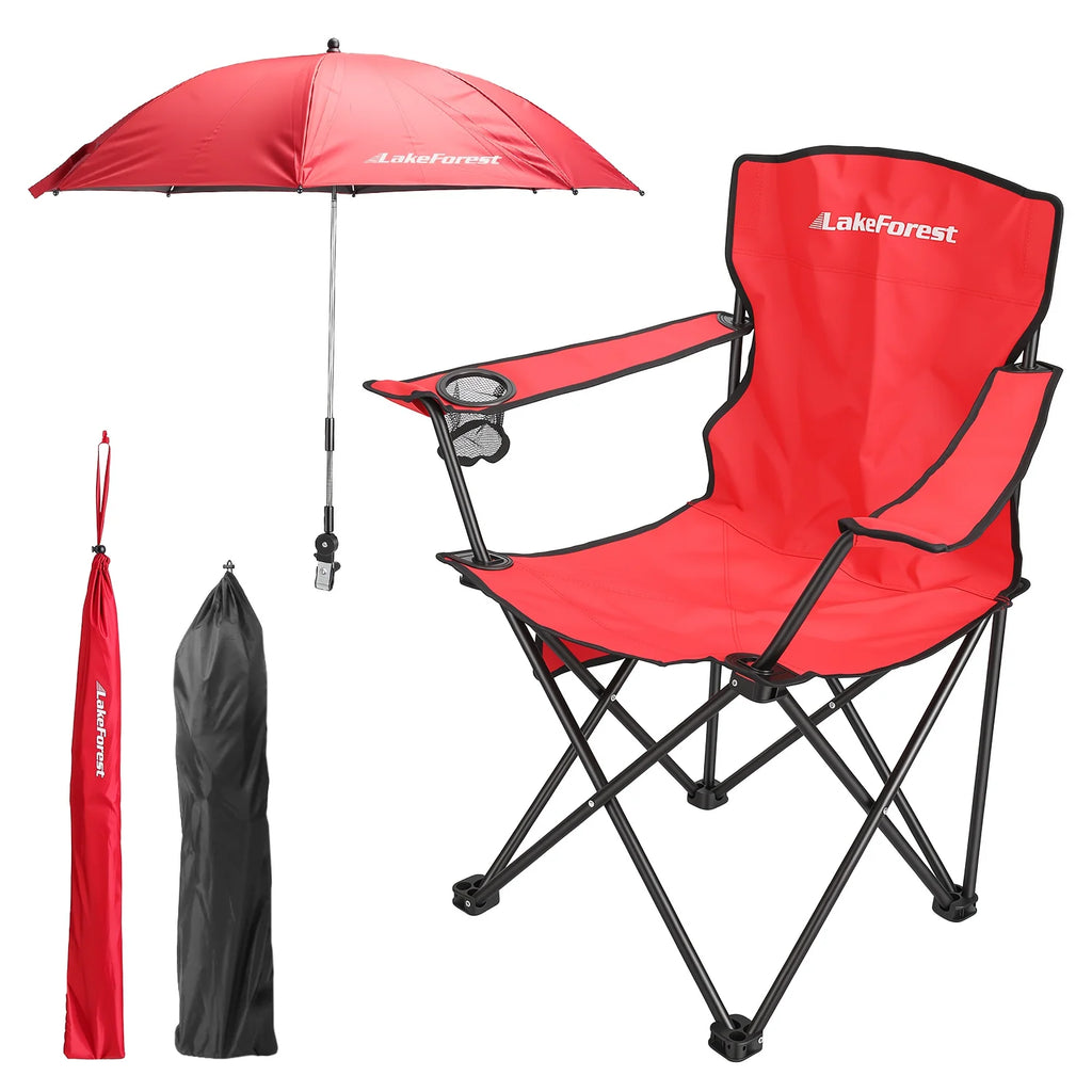 Camping Chair with Umbrella, Folding Outdoor Chair with Cup Holder – image 6