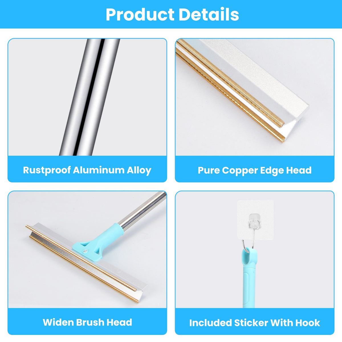 Pet Hair Removal Carpet Rake with Telescopic Handle, 43-54 in – image 6