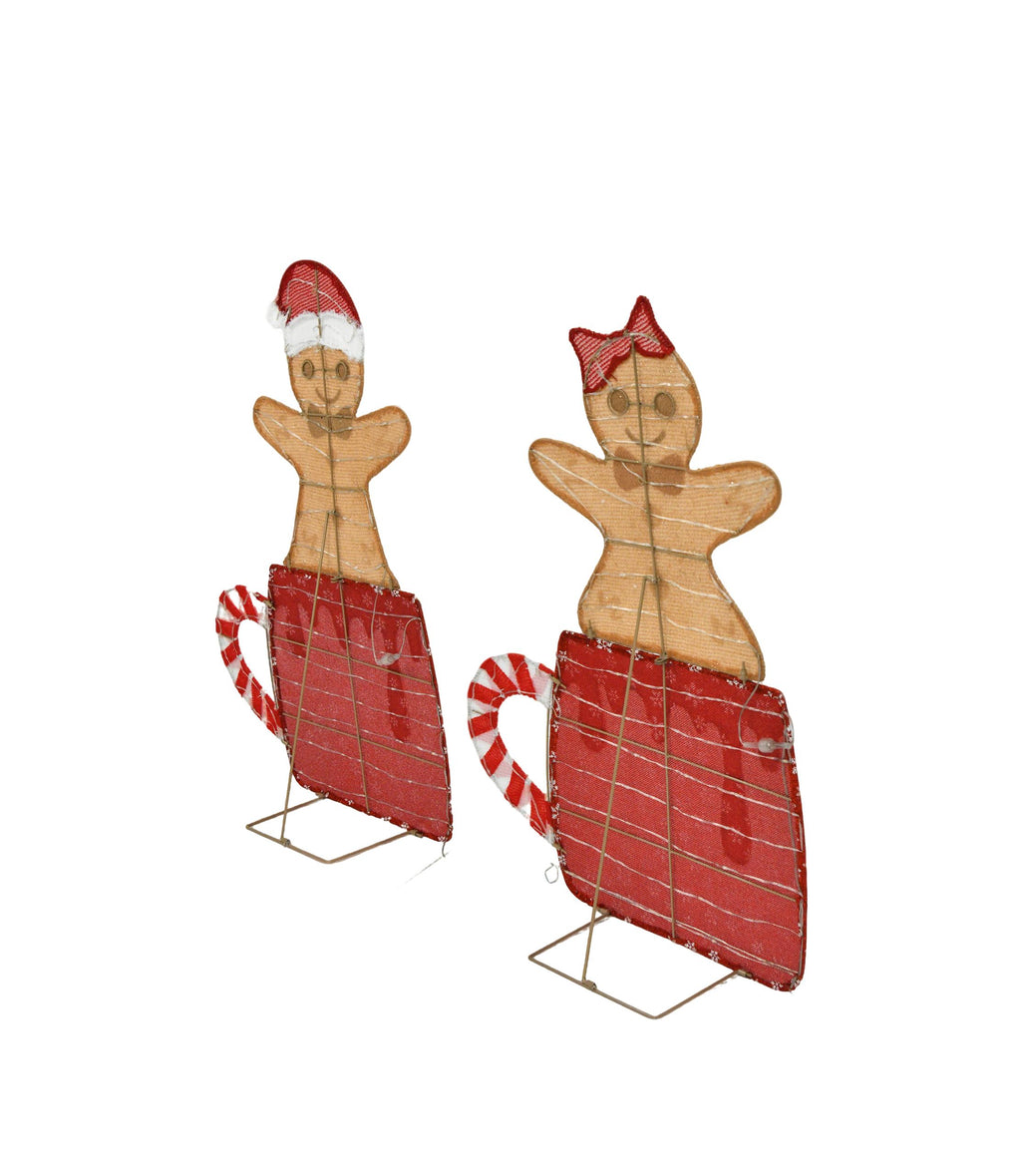 Gingerbread Man Cup Light-Up Christmas Decoration Set