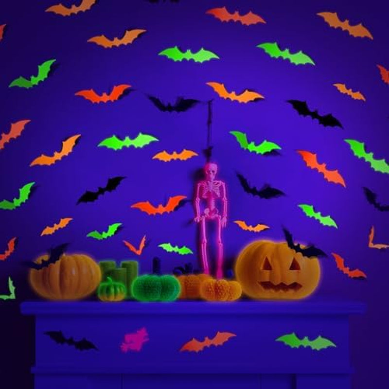 Glow in the Dark Bat Wall Stickers – 72 Pcs Halloween Decals, 4 Sizes – image 4