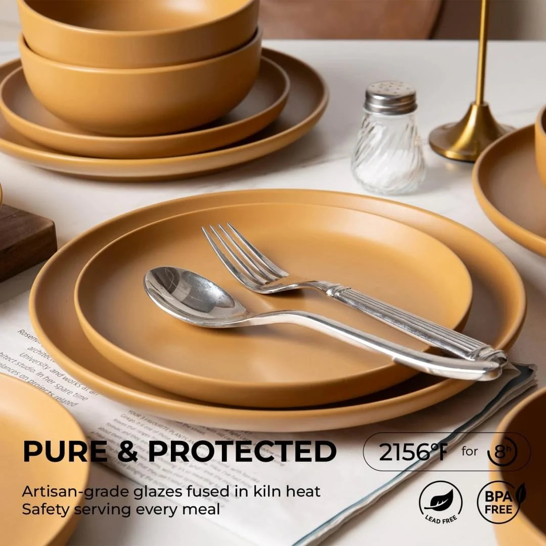 Stoneware Dinnerware Set 12-Piece Plates & Bowls for 4 – image 4
