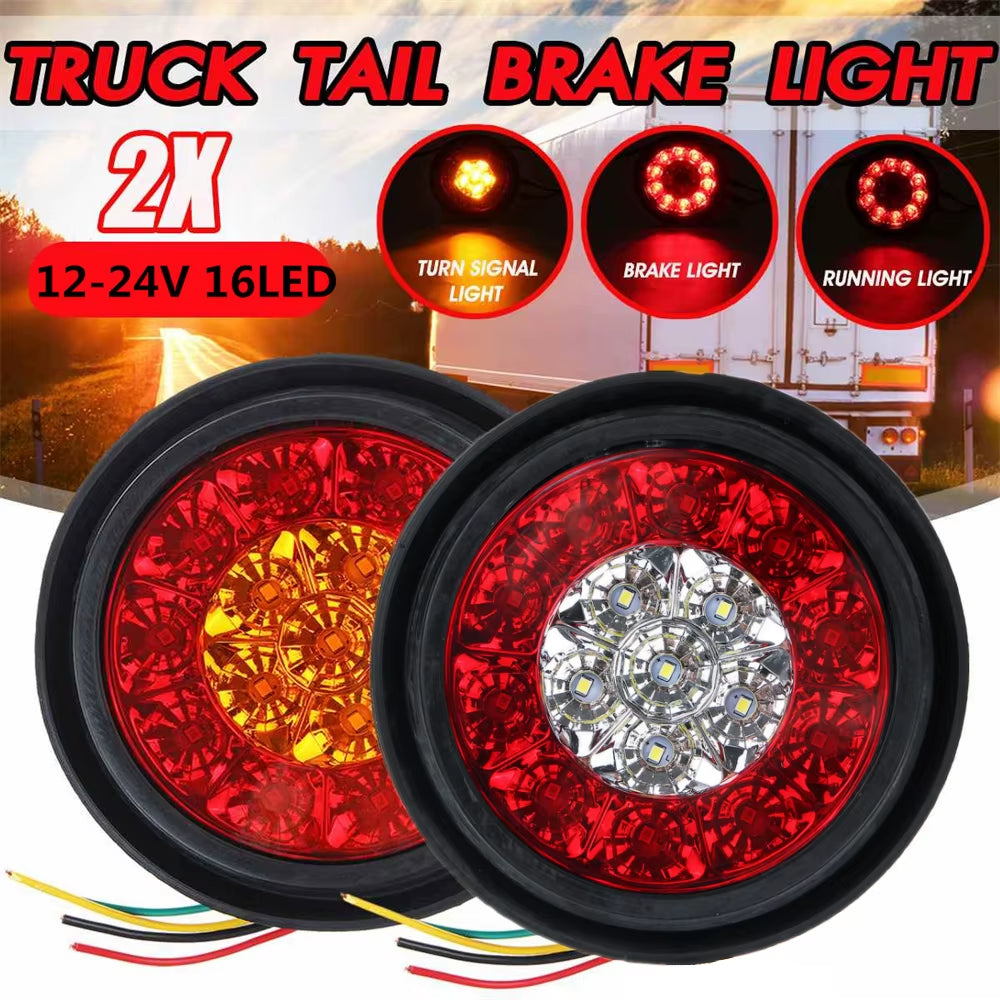 4 Inch Round LED Trailer Tail Lights, 2-Pack Stop Turn Tail – image 2