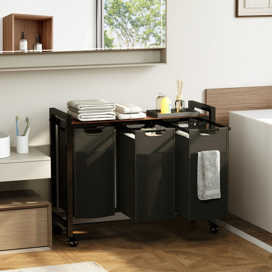 Rolling Laundry Sorter with Pull-Out Bags and Top Shelf – image 11