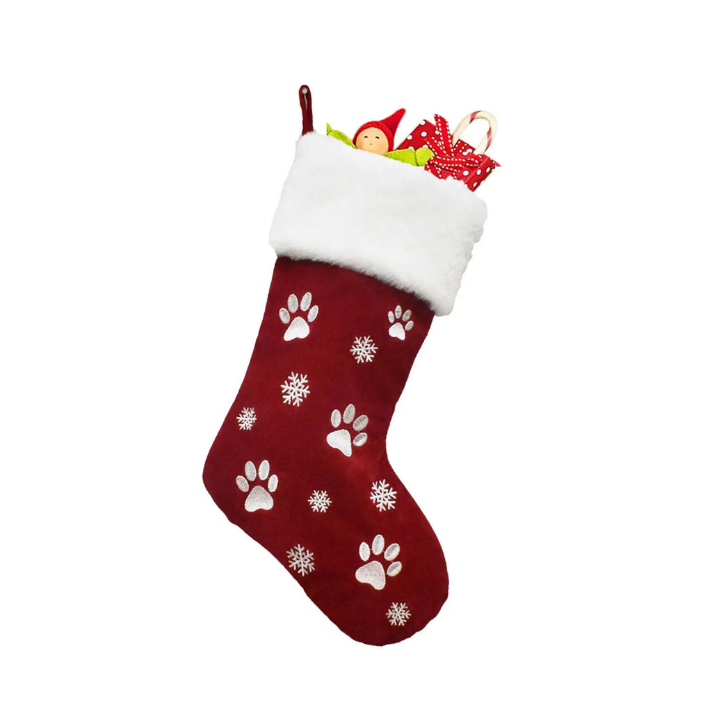 Felt Christmas Stocking - Plush Hanging Gift & Candy Bag