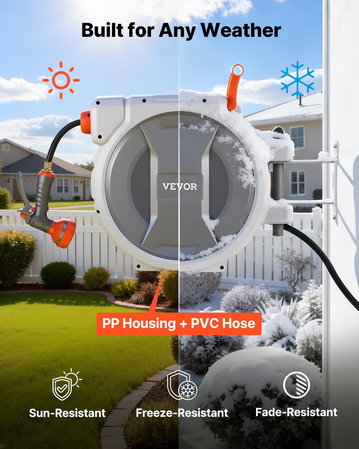 Garden Hose Reel, Retractable 100 Ft with 9-Pattern Nozzle – image 4
