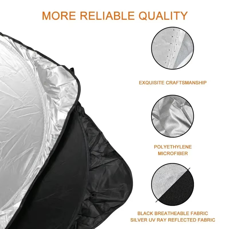 Windshield Sun Shade, Reflective Foldable Cover with Storage Bag – image 3