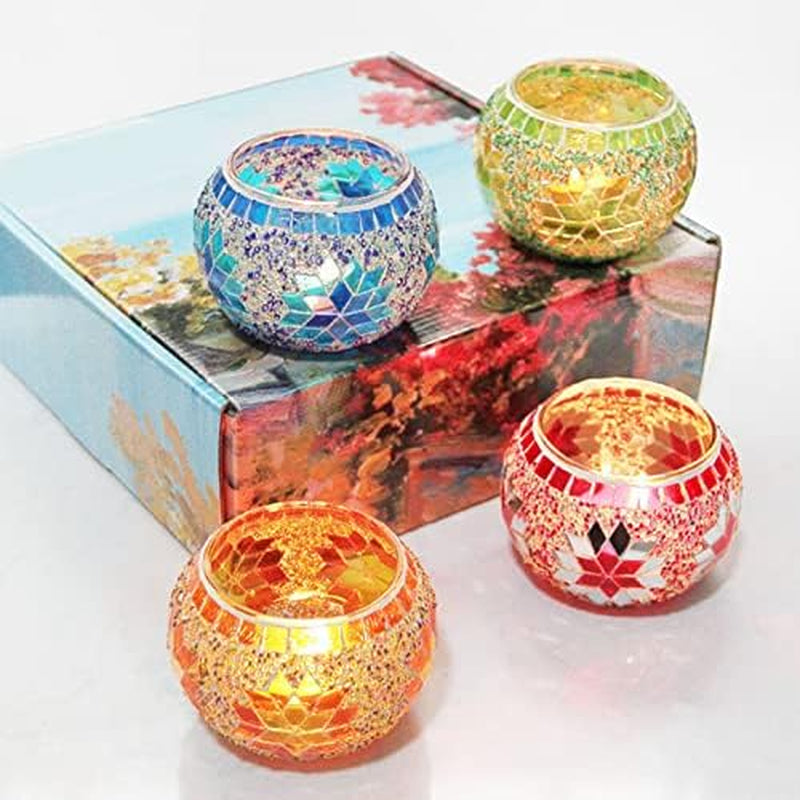 Mosaic Glass Votive Candle Holders, Set of 4 – image 8