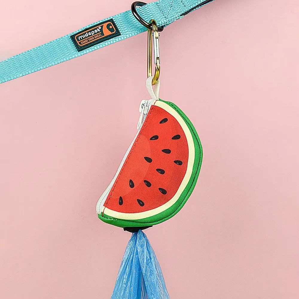 Dog Poop Bag Holder, Fruit Design Zipper Pouch for Leash – image 7