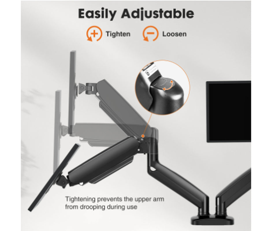 Dual Monitor Arm, Gas Spring Desk Mount for 13-32 in Screens – image 4