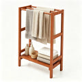 Blanket Stand Hardwood Freestanding with 3 Bars & Bottom Shelf