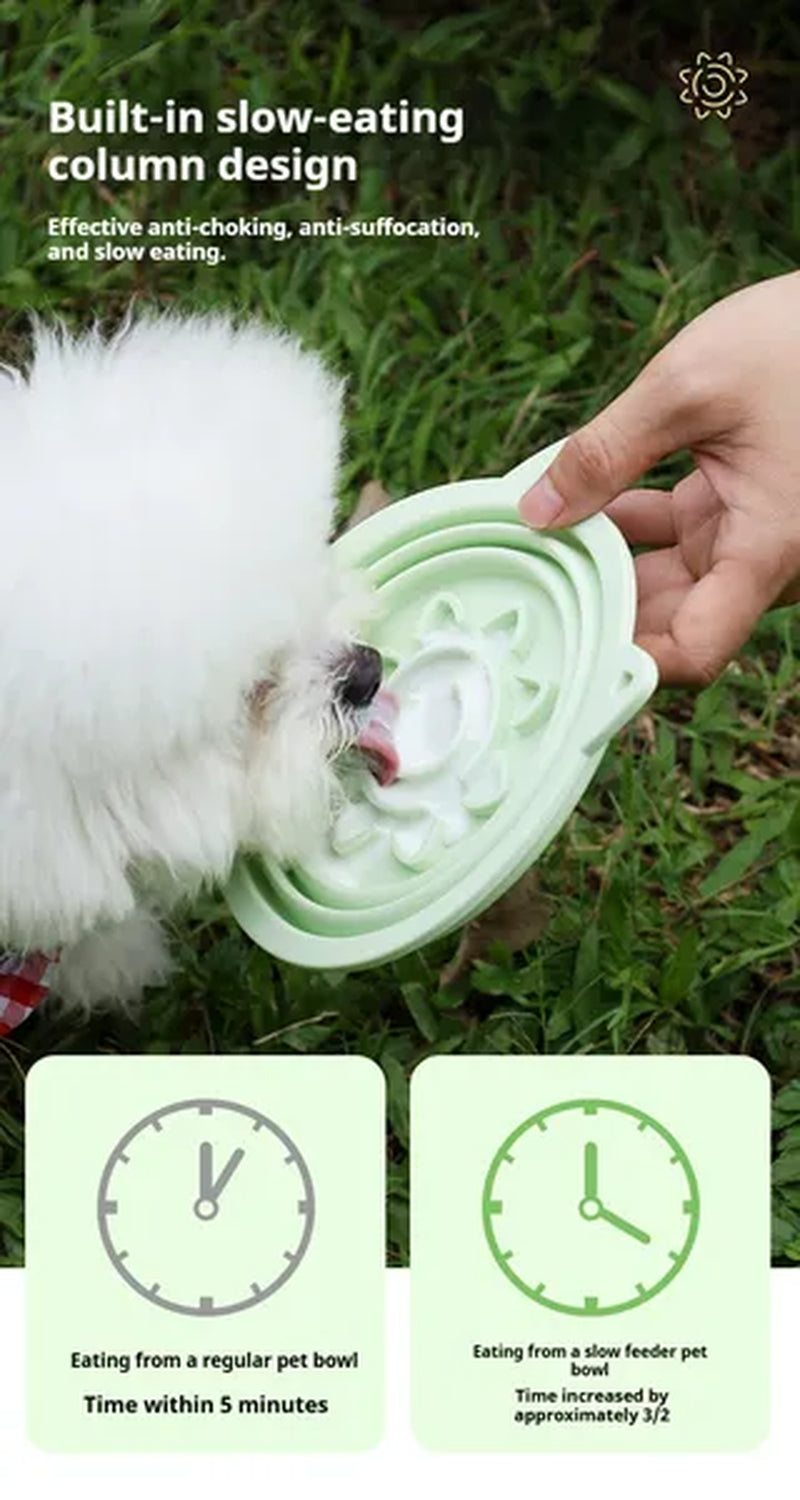 Collapsible Dog Travel Bowl Silicone Slow Feeder with Suction Cups – image 4