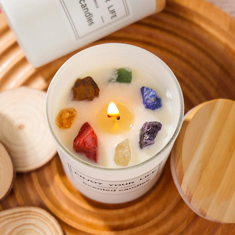 Crystal Stone Soy Wax Scented Candle Gift Box