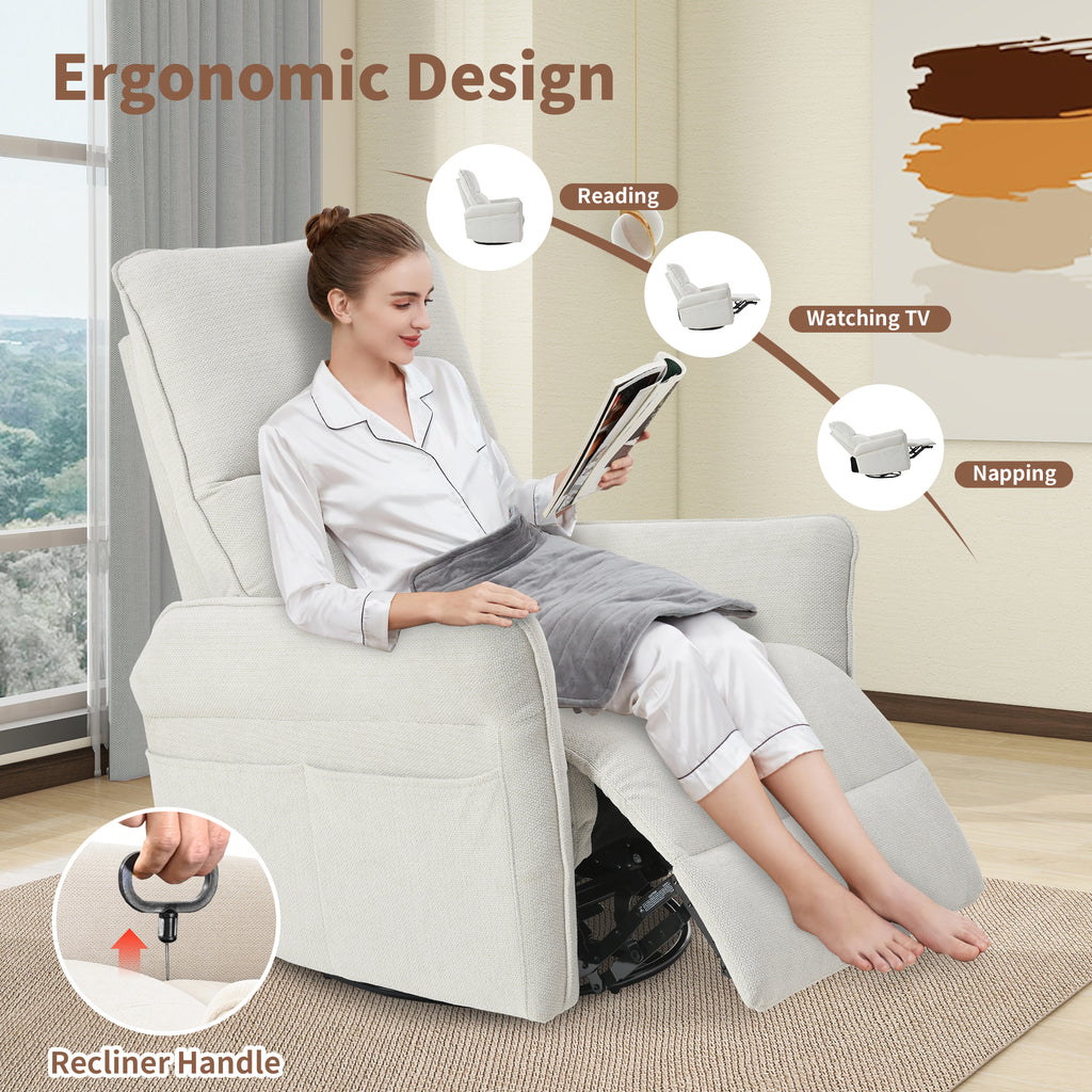 360 Swivel Rocker Recliner Glider Chair for Nursery, Gray – image 5