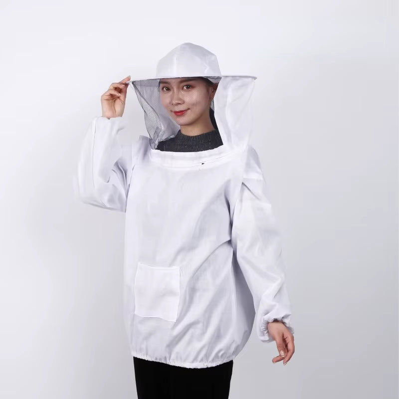 Beekeeping Jacket with Hooded Veil - Double Zipper Beekeeper Smock for Farm Hives – image 12
