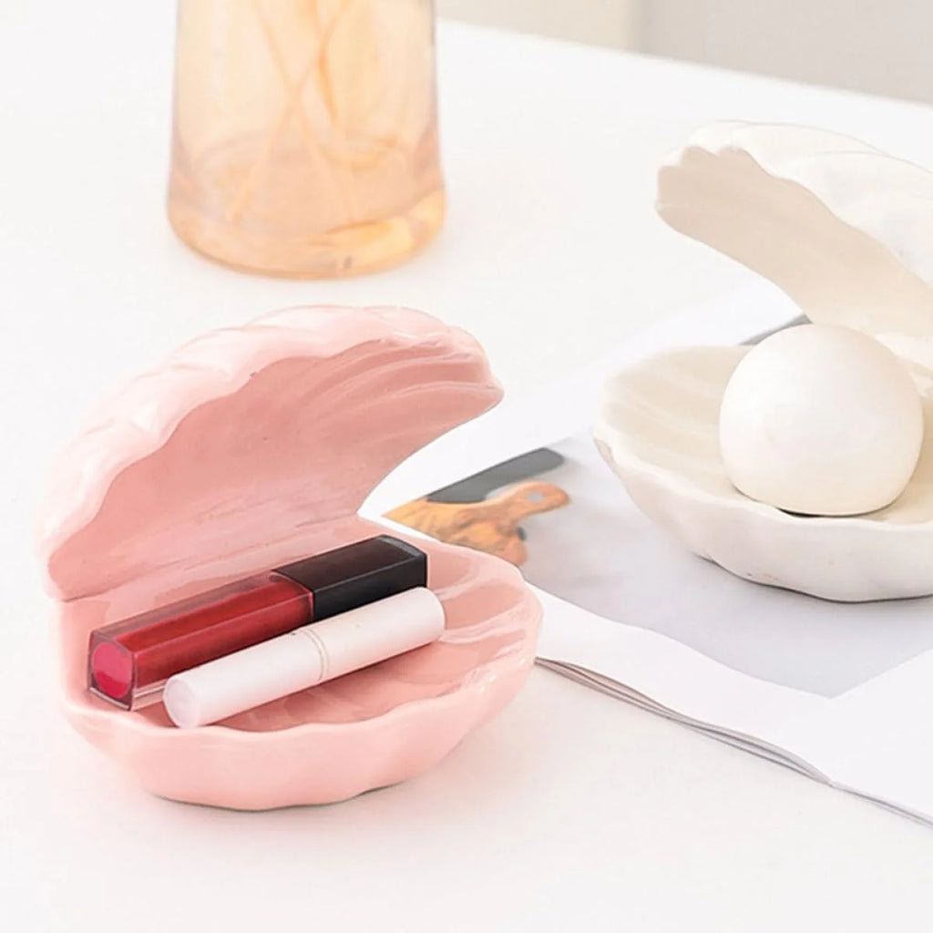 Pink Shell Jewelry Box - Ceramic Ring Dish with Lid – image 6