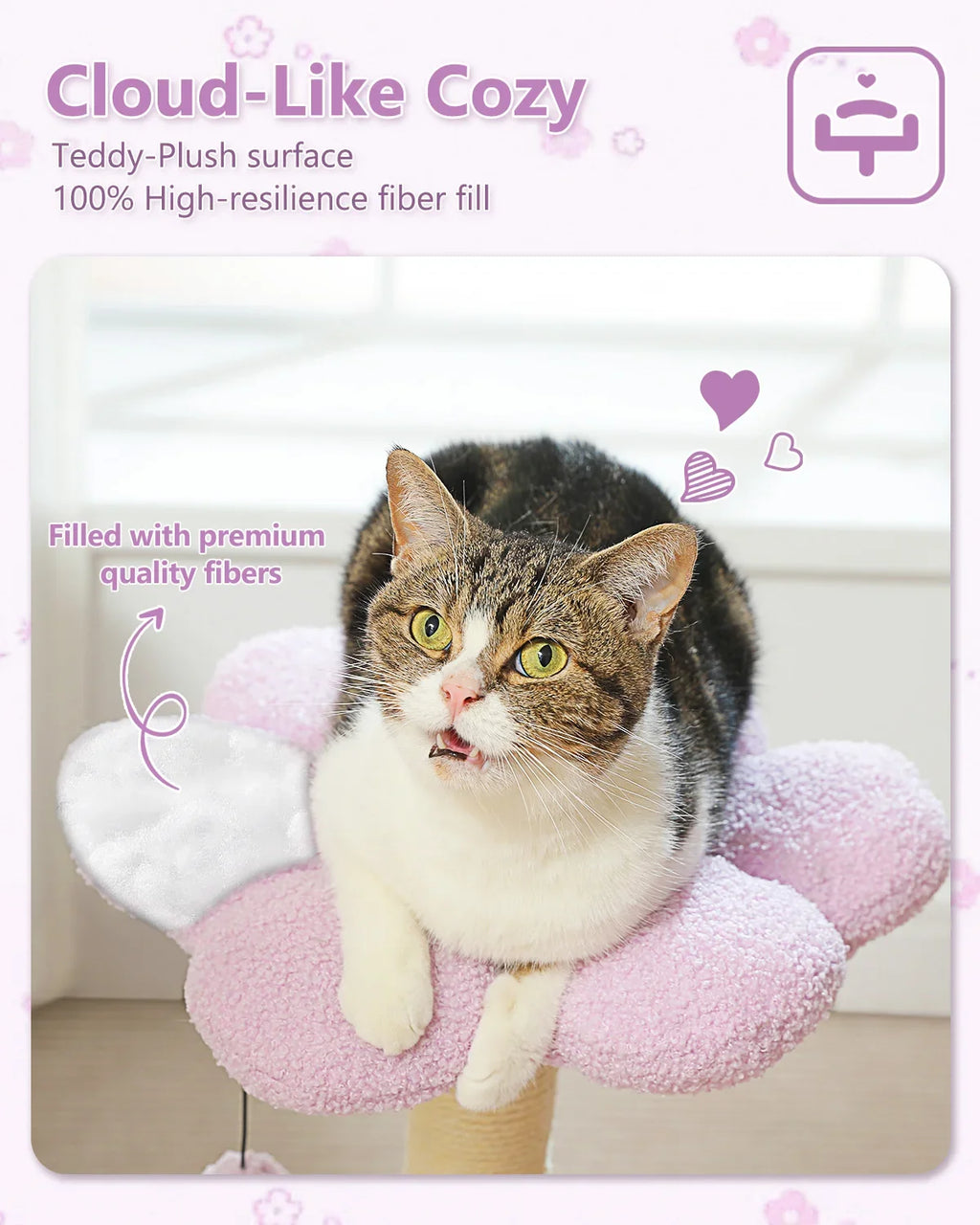 Flower Cat Tree with Large Hammock and Sisal Scratching Posts – image 8