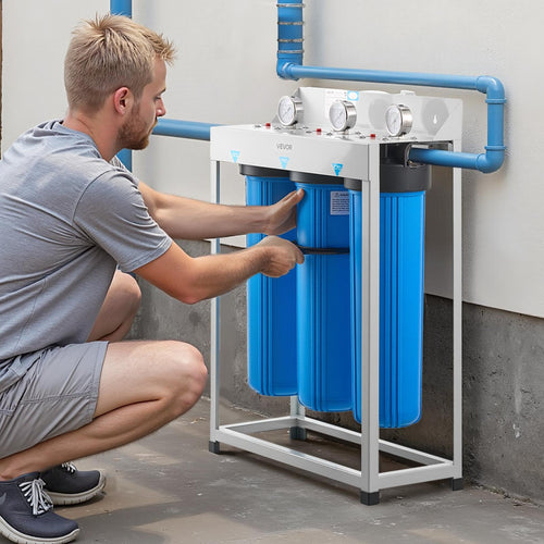 3-Stage Whole House Water Filter System, 4.5 x 20 in, Stainless Frame – image 1