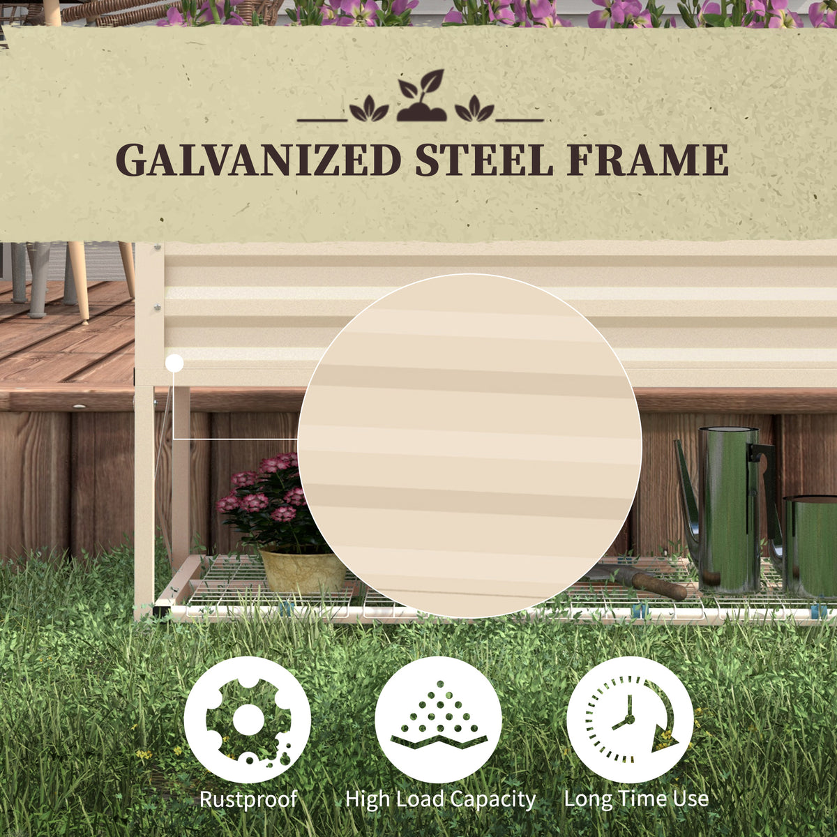 Planter Box, Elevated Galvanized Steel with Shelf and Liner – image 6