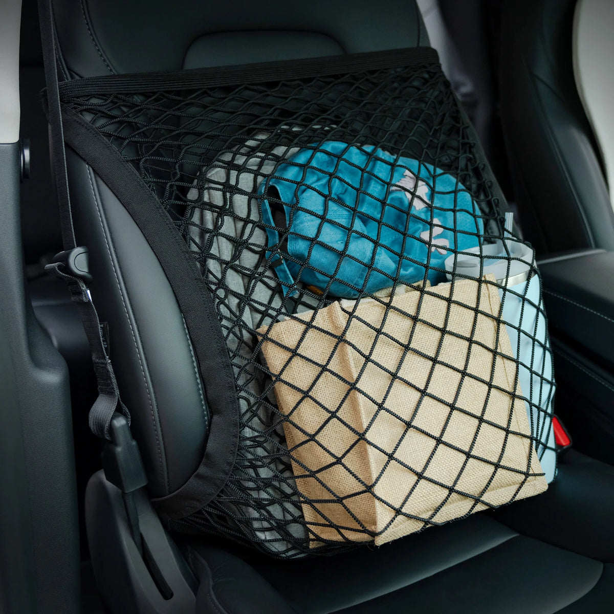 Car Front Seat Storage Net – Double Layer Elastic Organizer