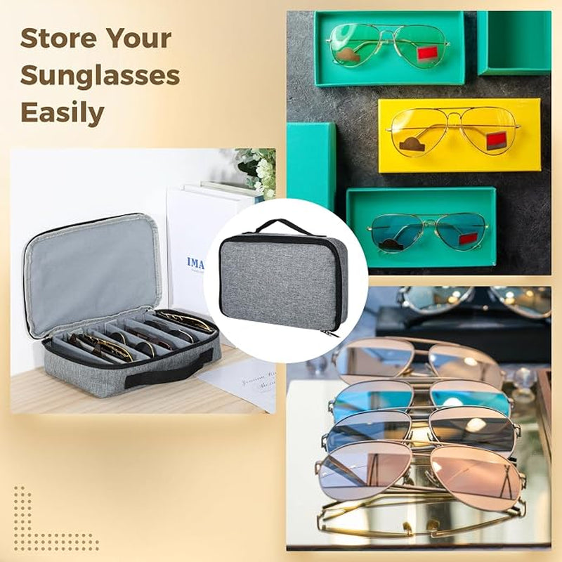 Sunglasses Organizer Case 8-Slot, Zippered Eyewear Storage Box – image 2