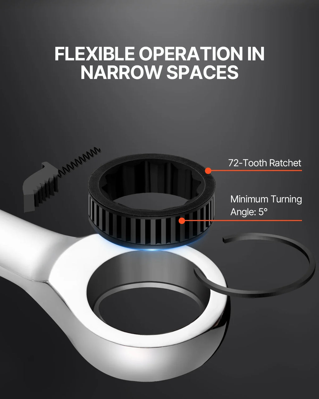 Ratcheting Wrench Set 8 Pcs – Metric 8–19 mm with Rack – image 3