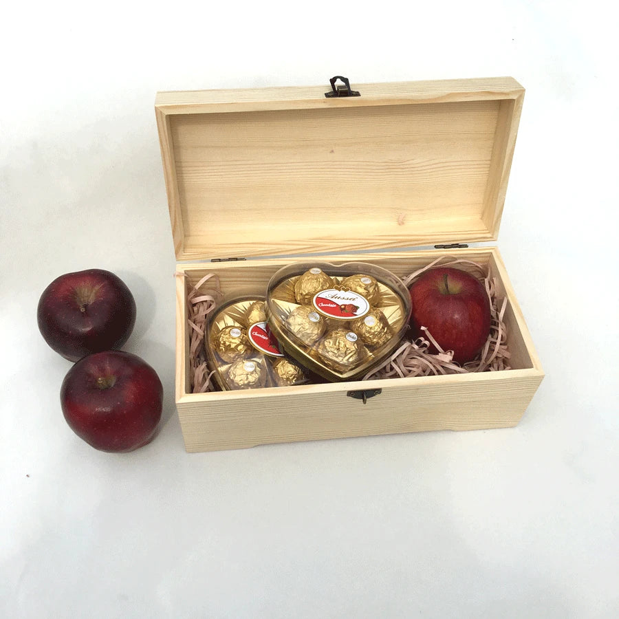 Pine Wood Keepsake Box with Lock Clasp Rectangular Gift Box – image 4