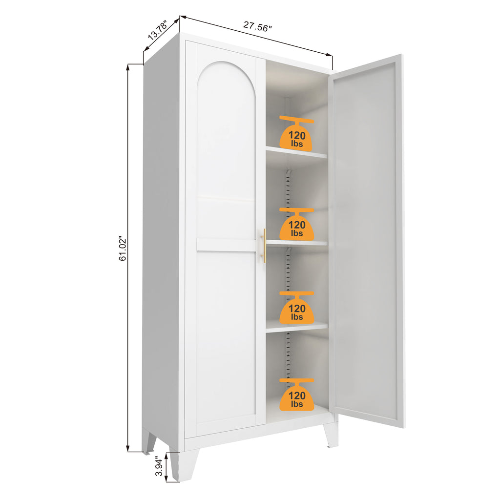 61 in Metal Storage Cabinet with Doors and Adjustable Shelves, White – image 13