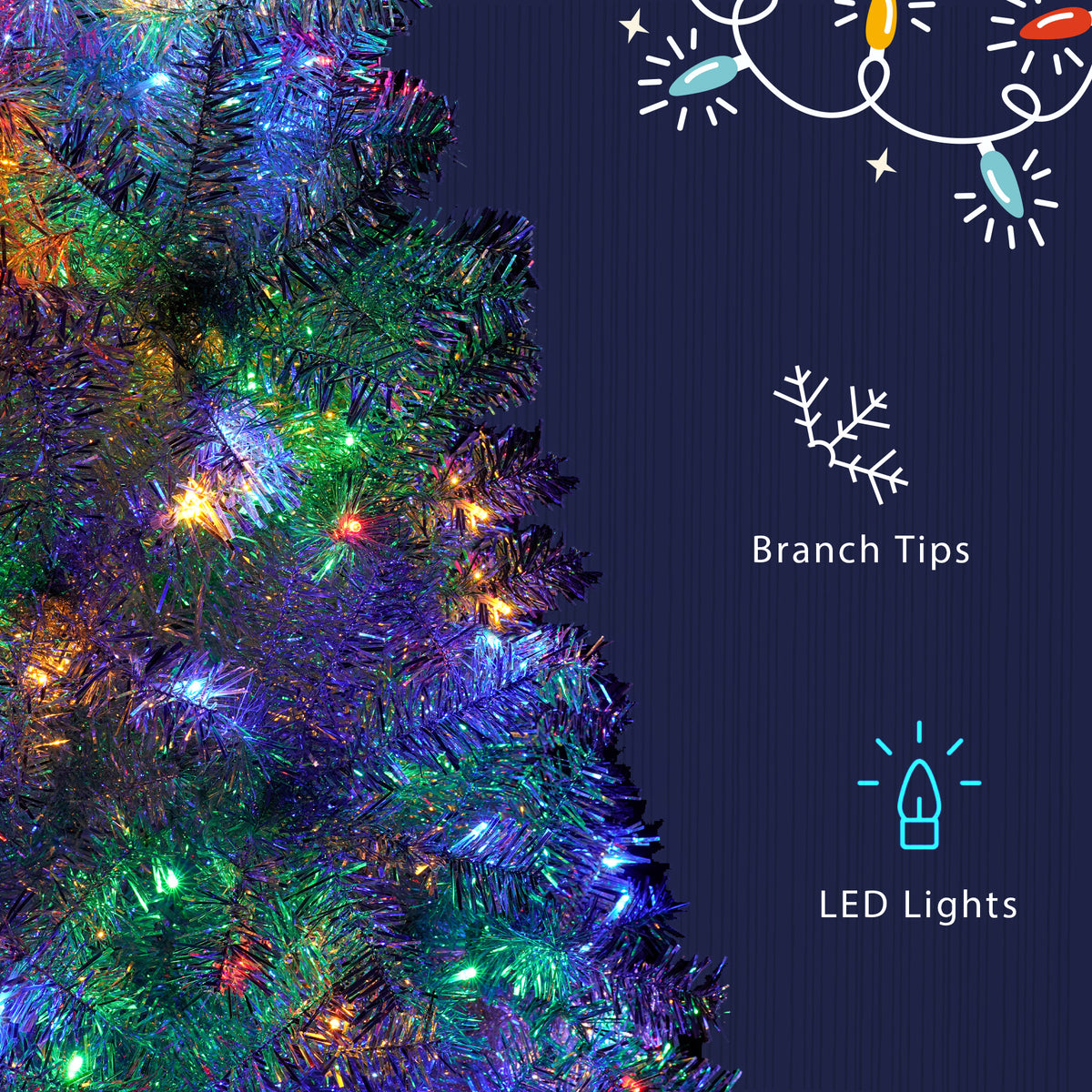6 Ft Silver Pre-Lit Christmas Tree, 300 LEDs, 11 Lighting Modes – image 4