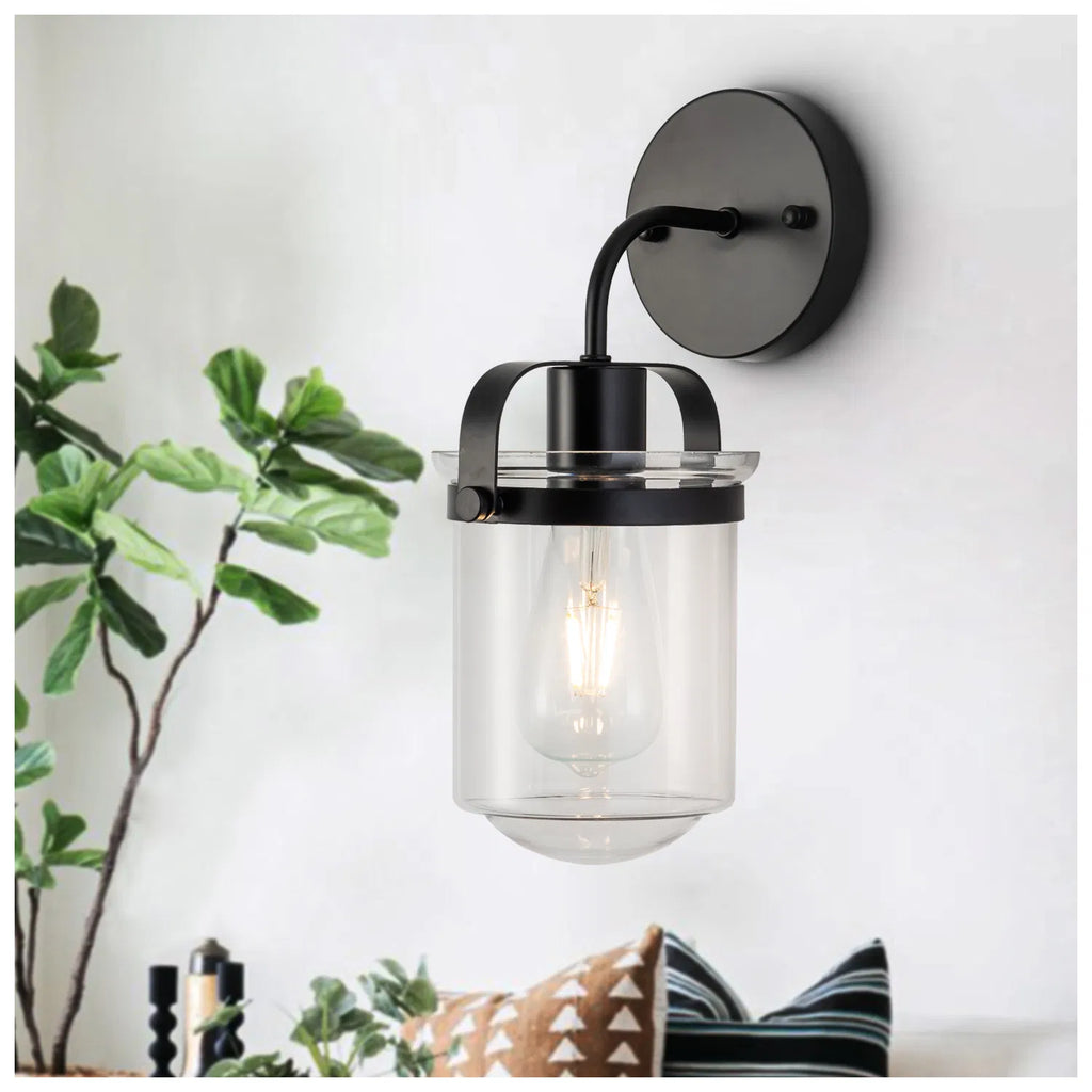 Modern 1-Light Wall Sconce with Clear Glass Globe Shade
