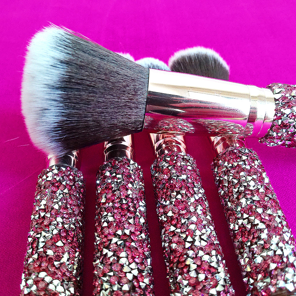 Makeup Brush Set 10-Piece with Rhinestone Handles and Storage Bag – image 2