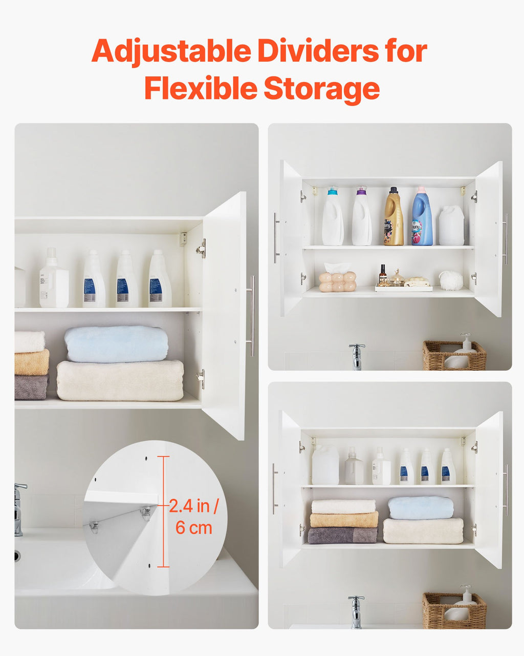 Laundry Room Wall Cabinet 36 in, 2-Door Hanging Storage with Shelves – image 4