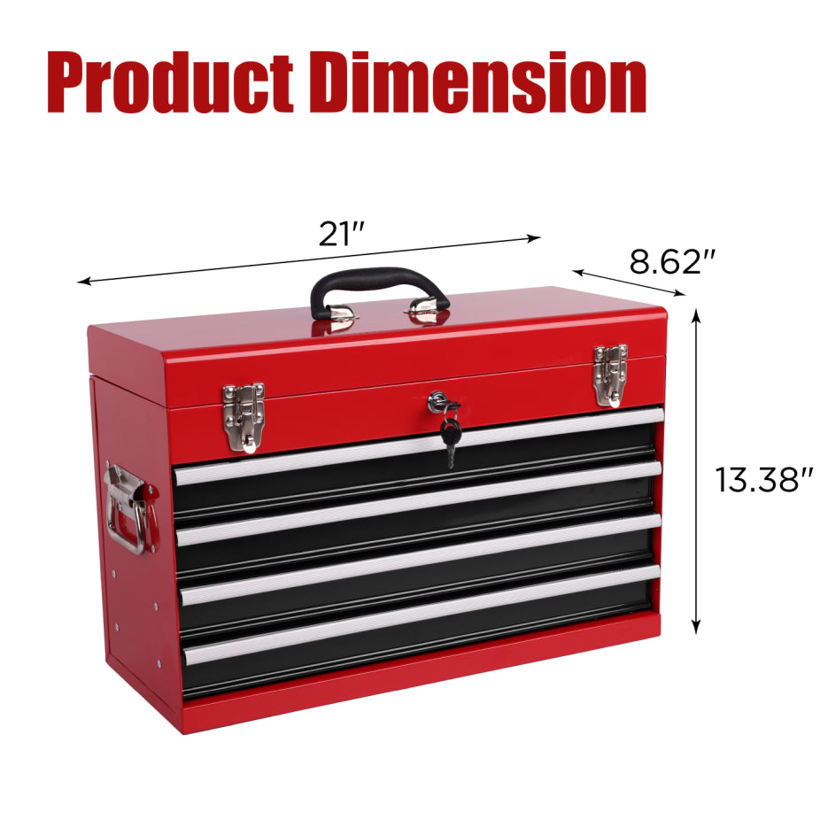 Metal Tool Box with 4 Drawers, 21 in Portable Locking Tool Chest – image 8