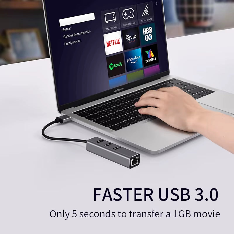 USB Ethernet Adapter Hub - Gigabit RJ45 with 3 USB 3.0 Ports – image 7