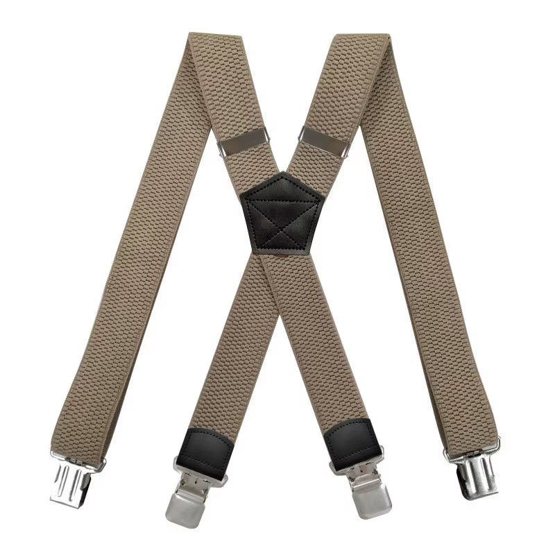 Work Suspenders for Men, X-Back with 4 Metal Clips, Adjustable