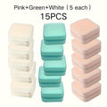 Mini Travel Jewelry Box Set of 15, PU Leather, Pink Green White