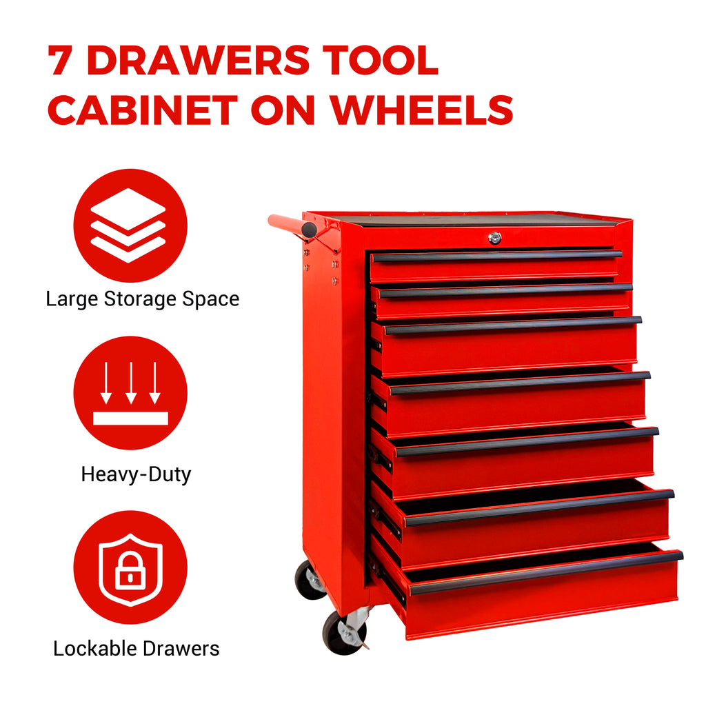 Rolling Tool Chest 7-Drawer Steel Cabinet with Ball-Bearing Slides – image 6