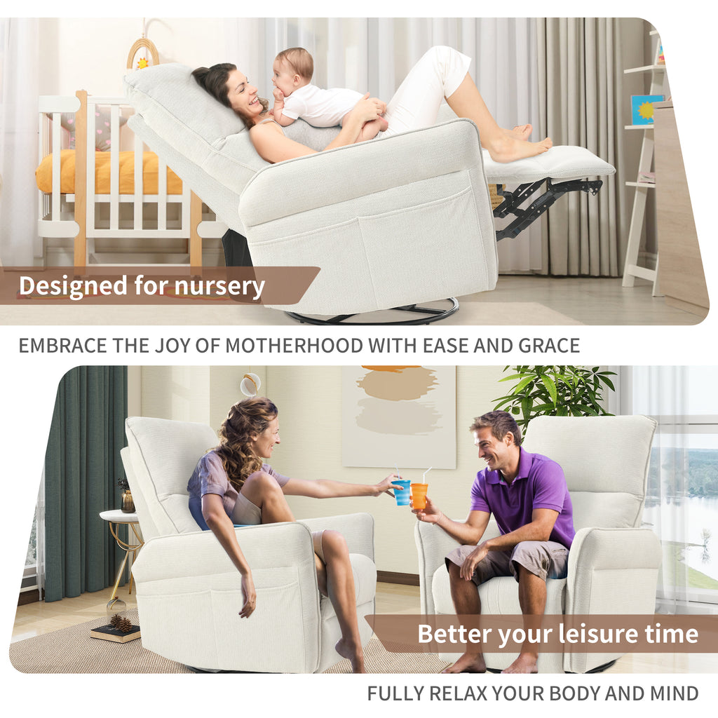 360 Swivel Rocker Recliner Glider Chair for Nursery, Gray – image 3