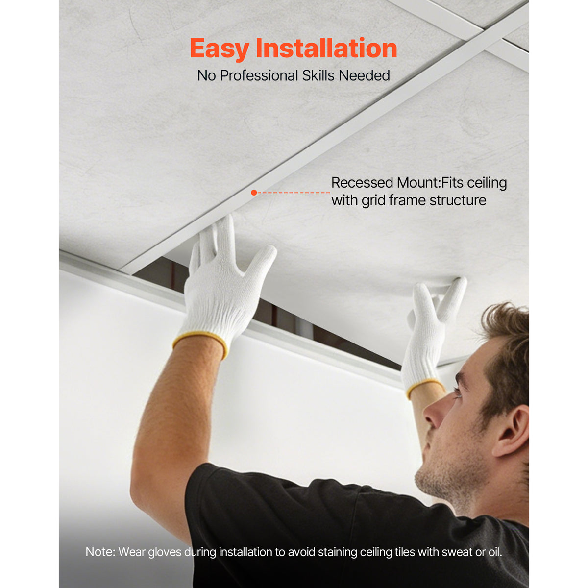 PVC Drop Ceiling Tiles 24 x 24 In, 12-Pack White Marble – image 5