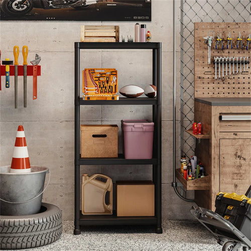 4-Tier Garage Storage Shelf, Tool-Free Plastic Shelving 400 lb – image 2