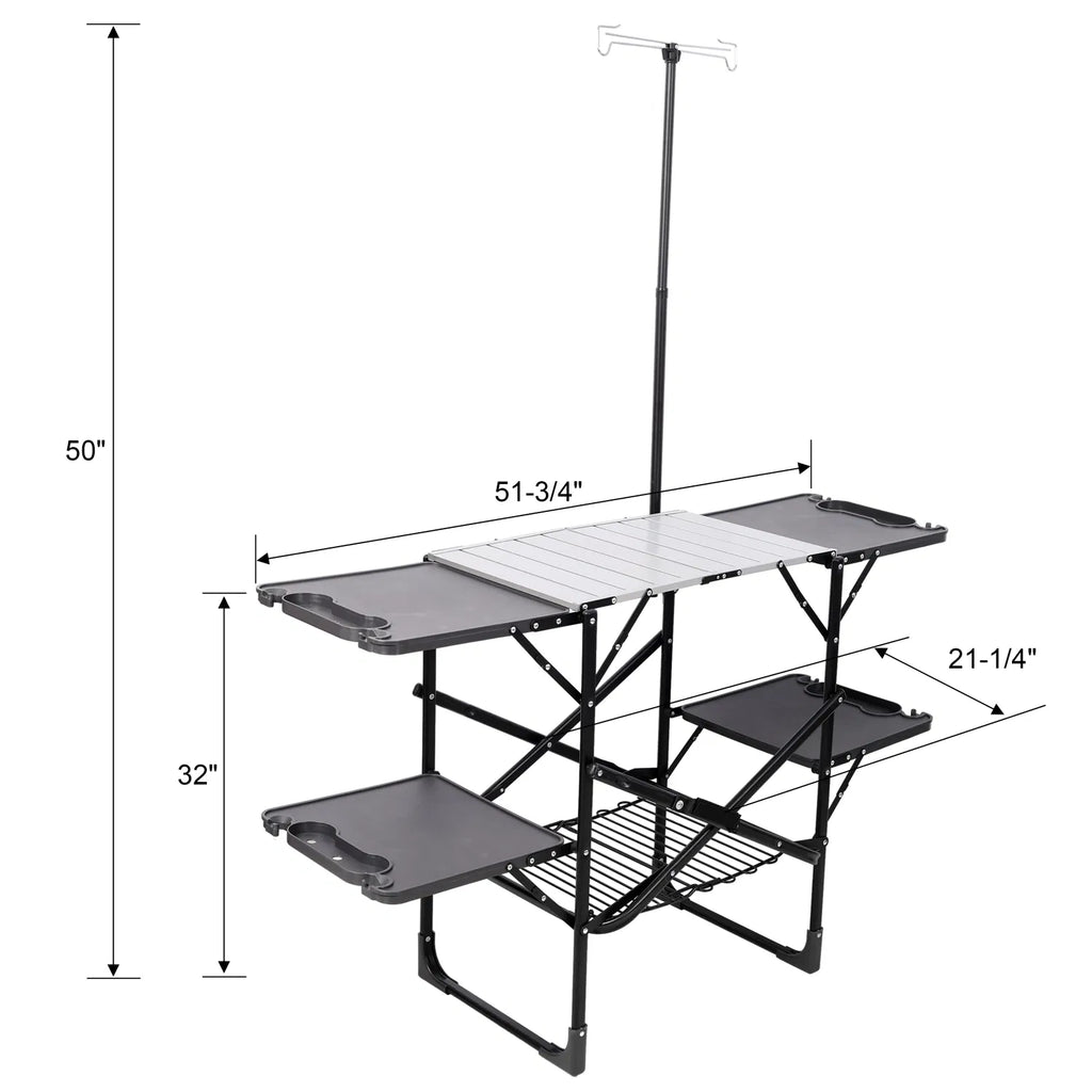 Folding Camp Kitchen Table with Lantern Pole and Side Trays – image 3
