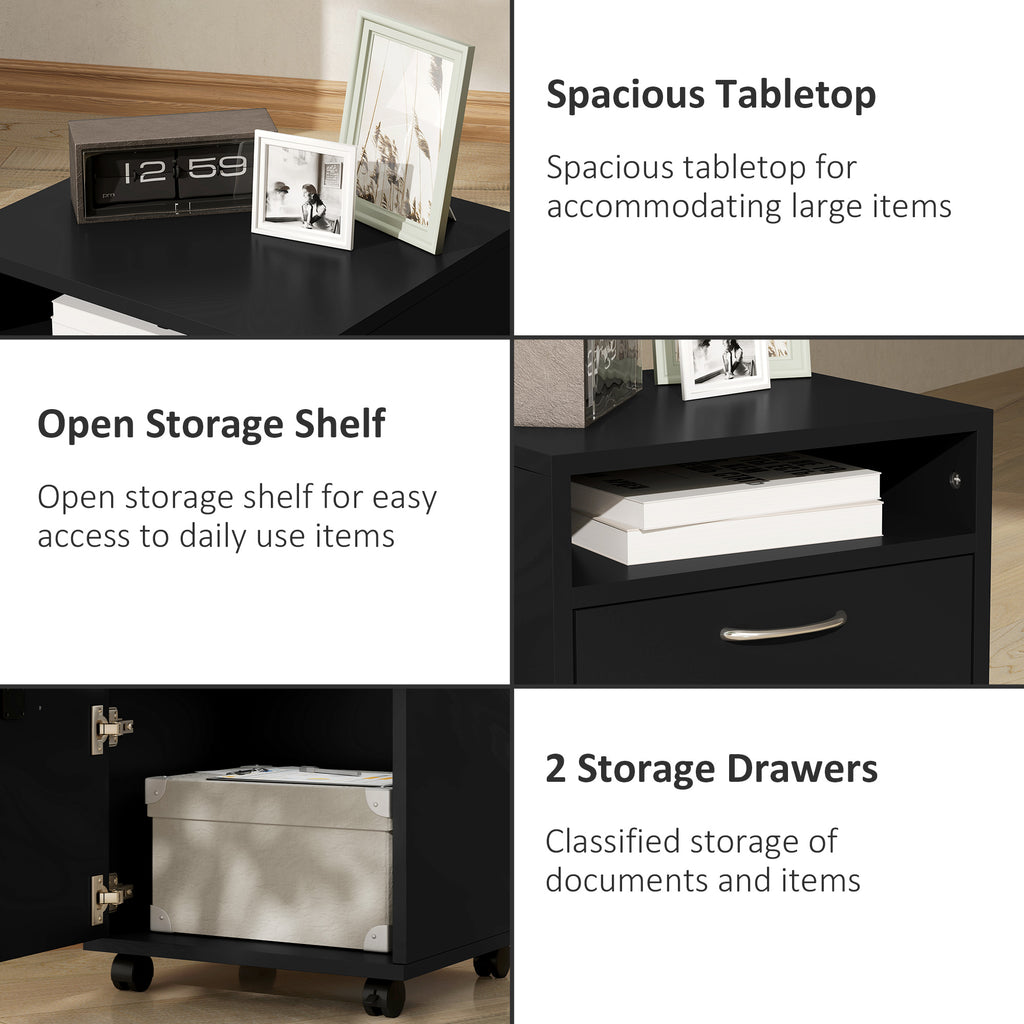 Rolling Printer Stand with 2 Drawers and Storage Cabinet, Black – image 4