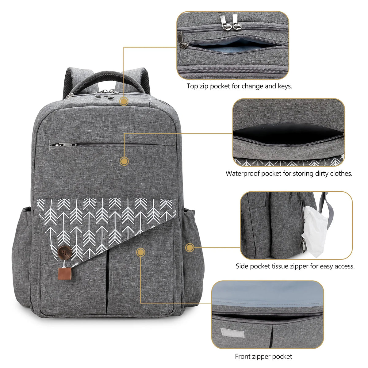 Large Water-Repellent Diaper Bag Backpack with Padded Straps – image 7