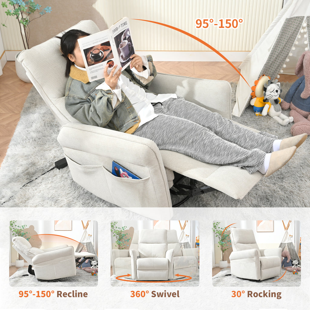 360 Swivel Rocker Recliner Glider Chair for Nursery, Gray – image 4